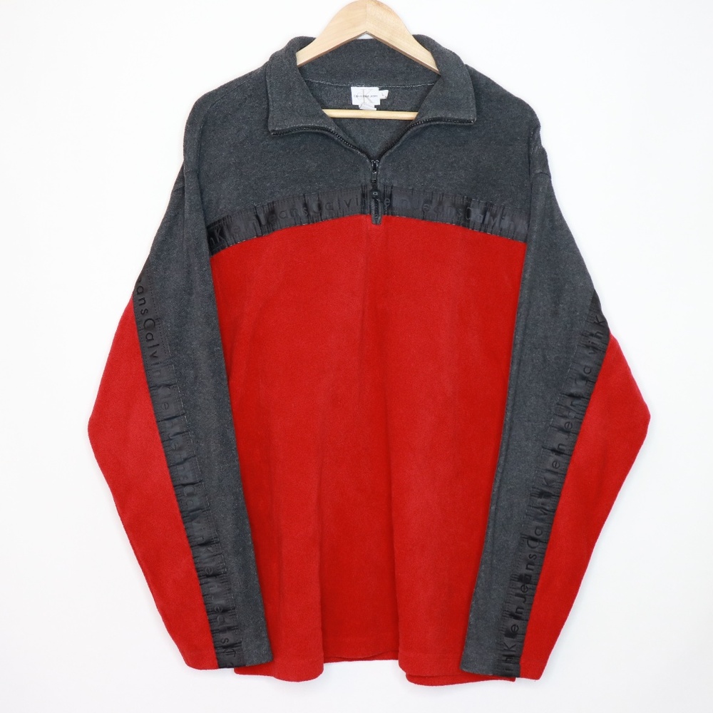 [3 for $15] Calvin Klein 2 Tones Quarter Zip Fleece Sweatshirt sz Large
